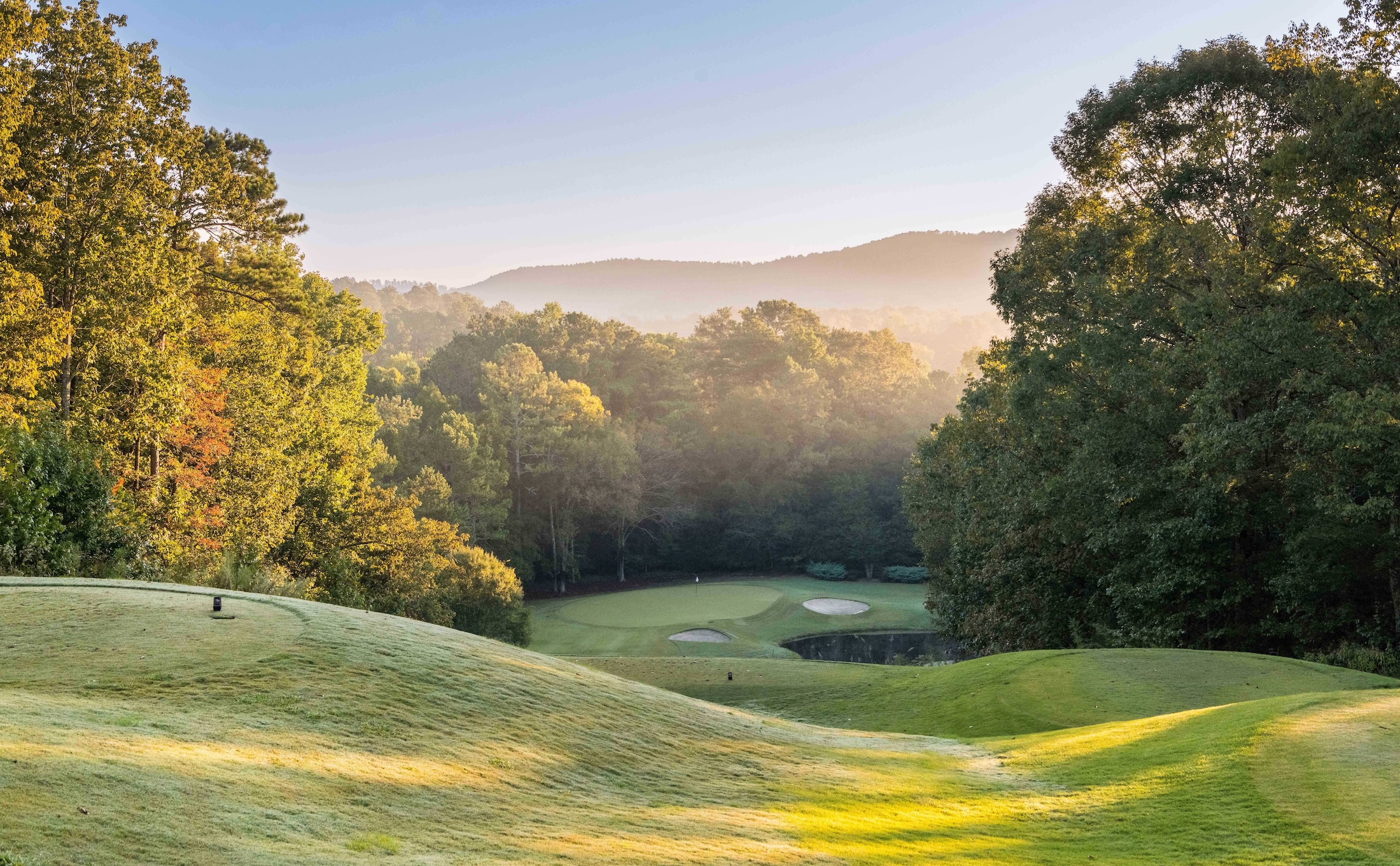 The golf course at sunrise at Barnsley Resort.