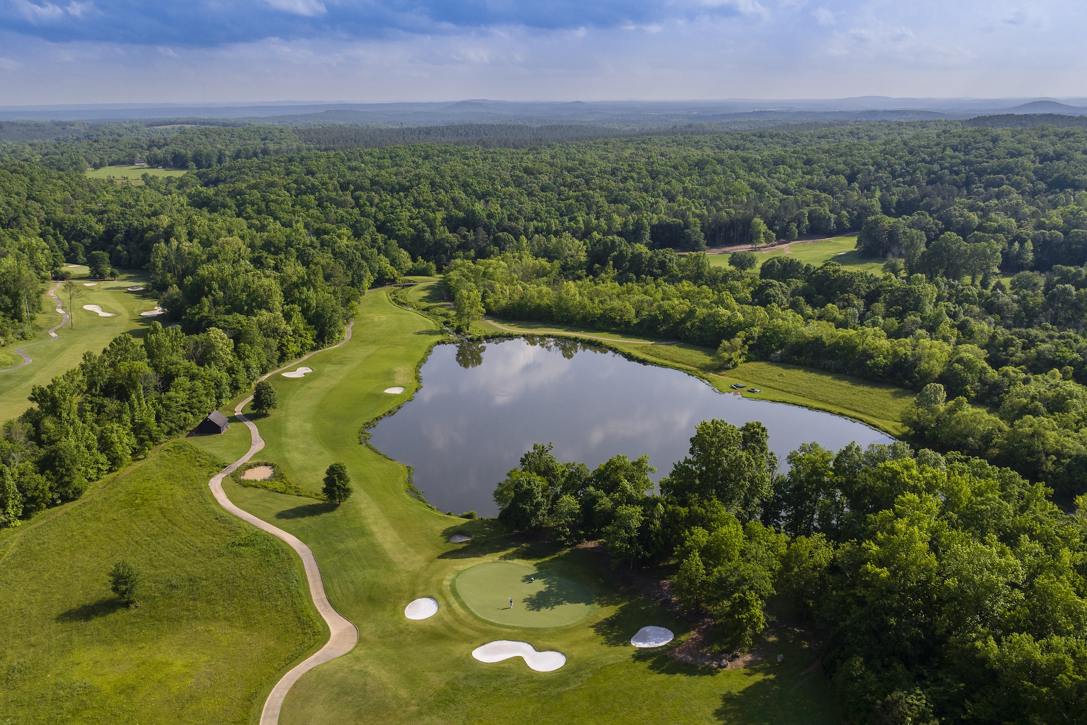 An aerial view of the grounds at Barnsley Resort.