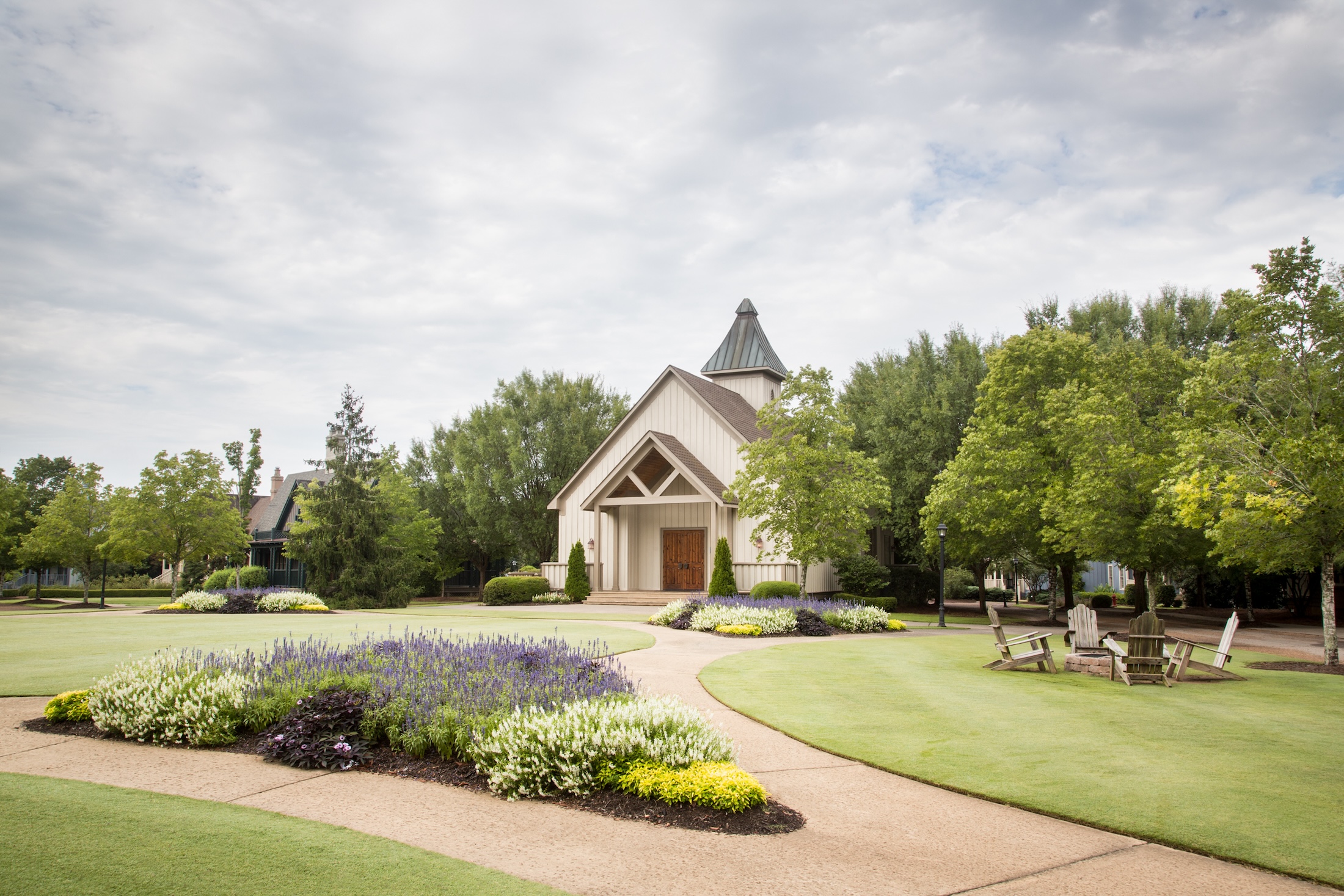 The exterior Town Hall venue and garden at Barnsley Resort.