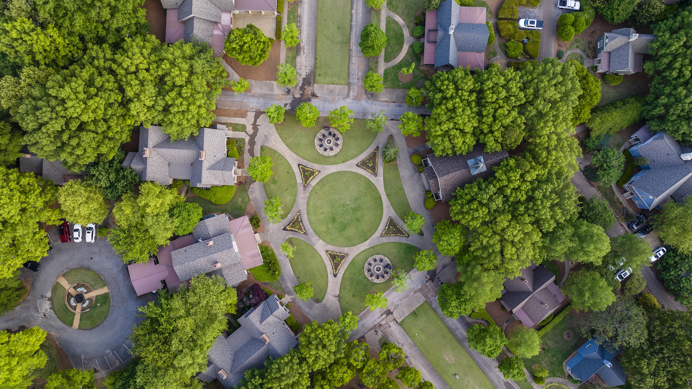 An aerial view of the Village at Barnsley Resort.