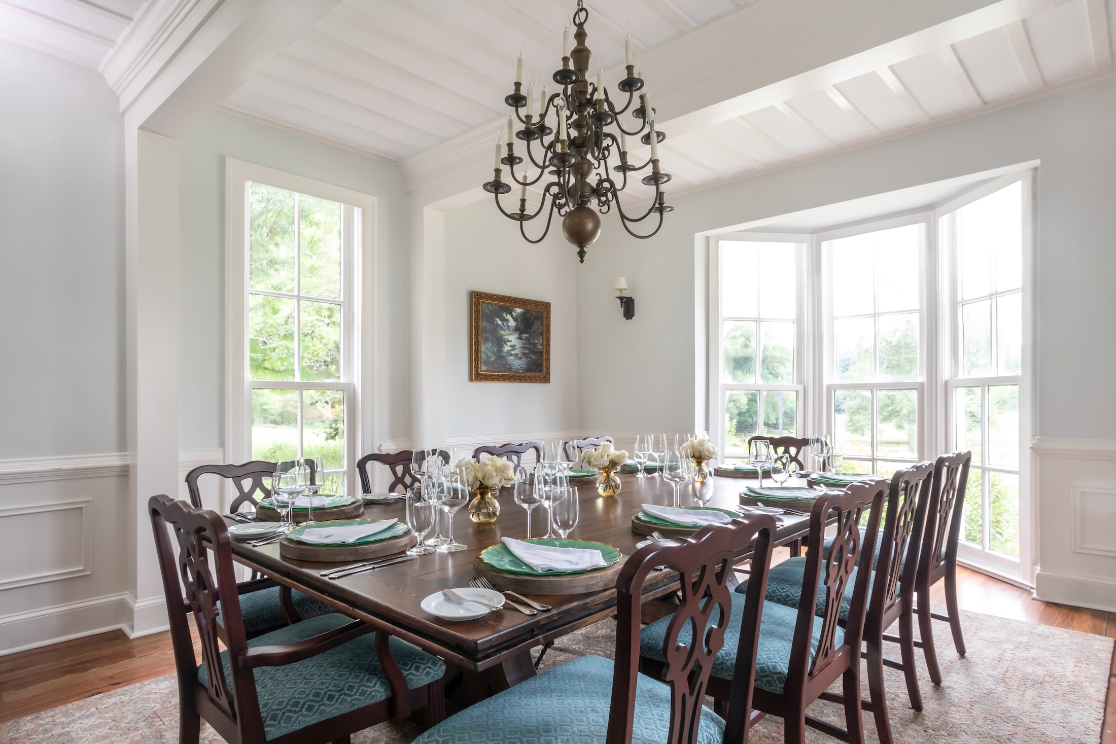 The interior of the Lily Room, a dining room at Rice House at Barnsley Resort.