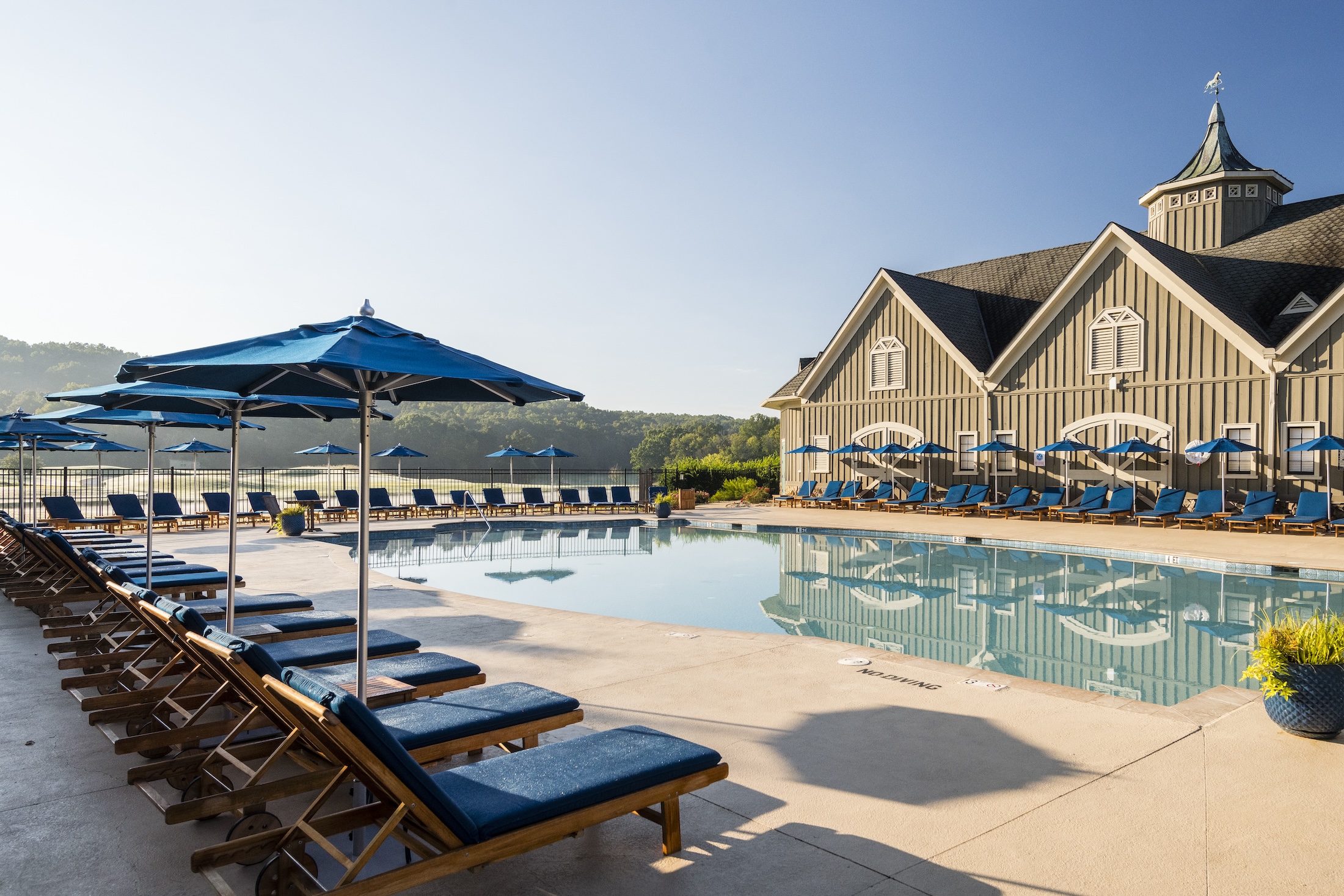 The pool at Barnsley Resort on a sunny day.