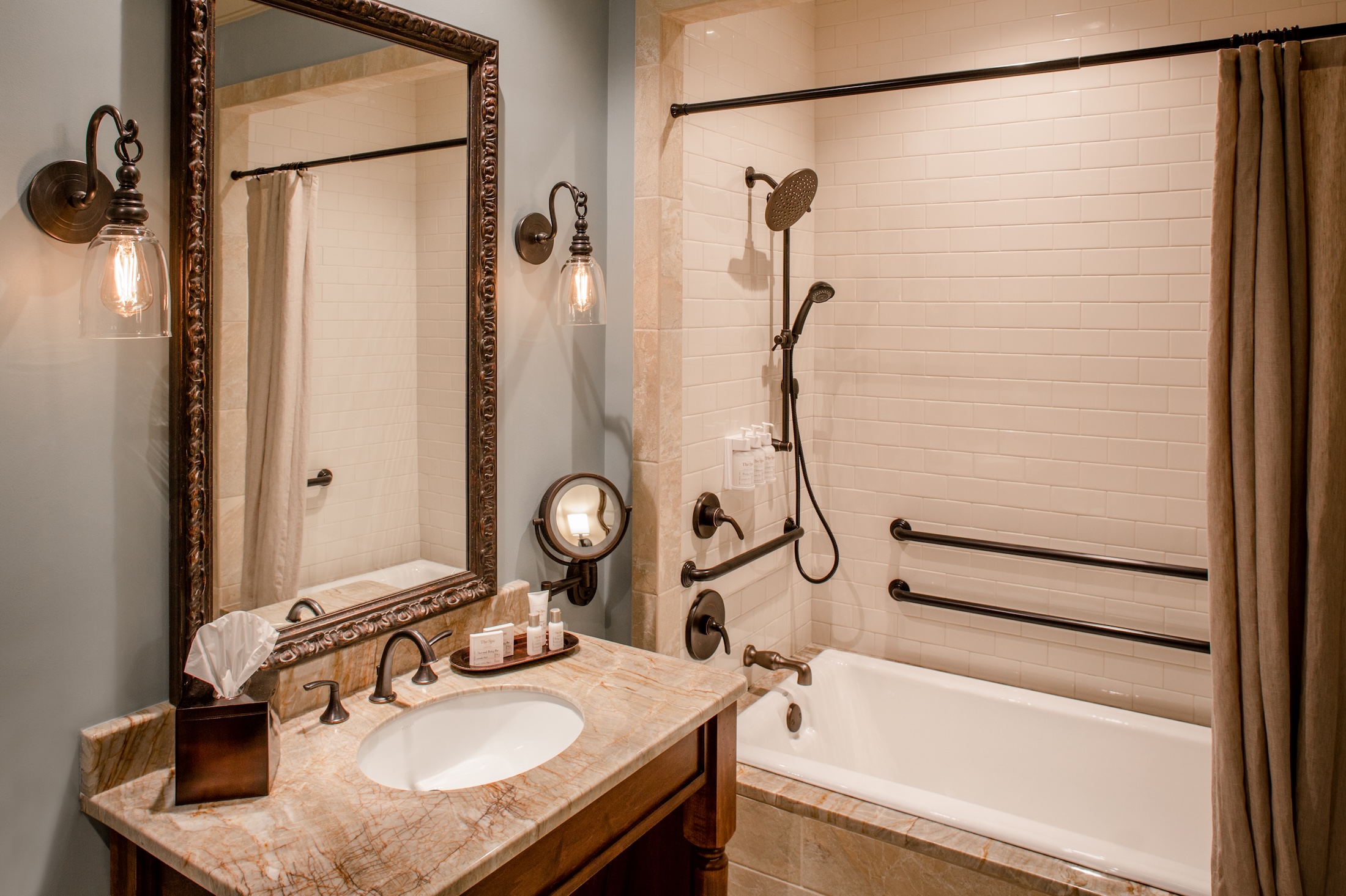 An ADA bathroom at The Inn at Barnsley Resort.