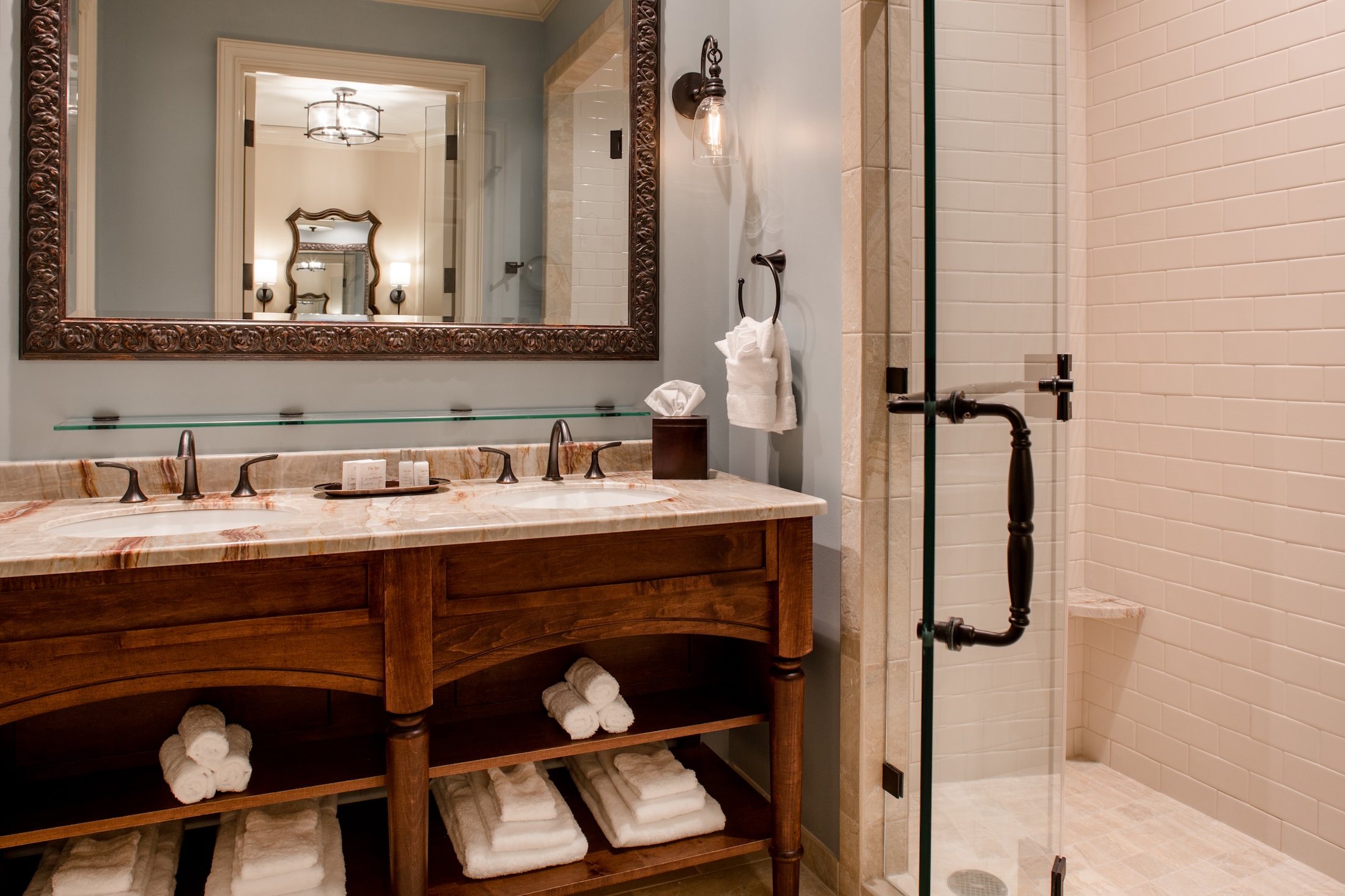 A bathroom at The Inn at Barnsley Resort.