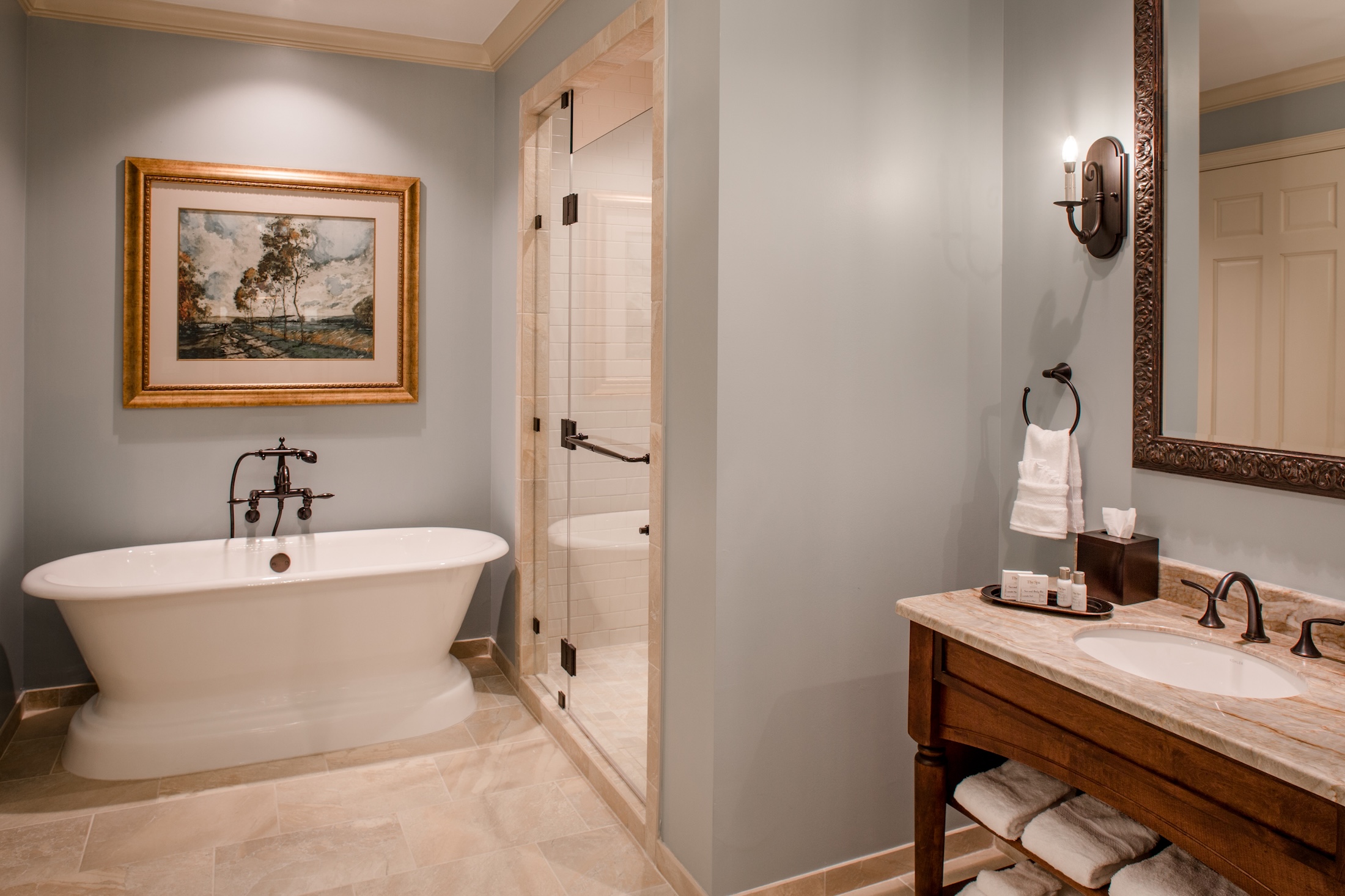 A bathroom at The Inn at Barnsley Resort.