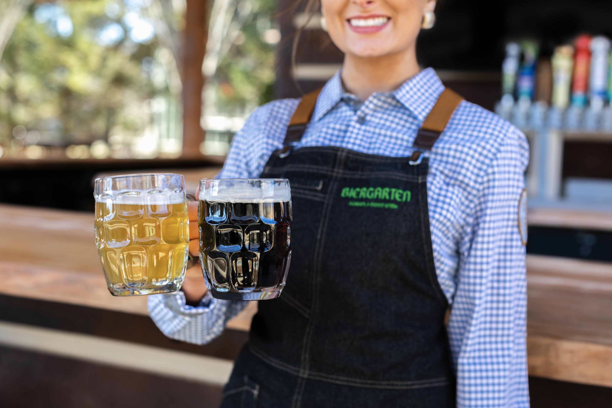 Biergarten beer steins